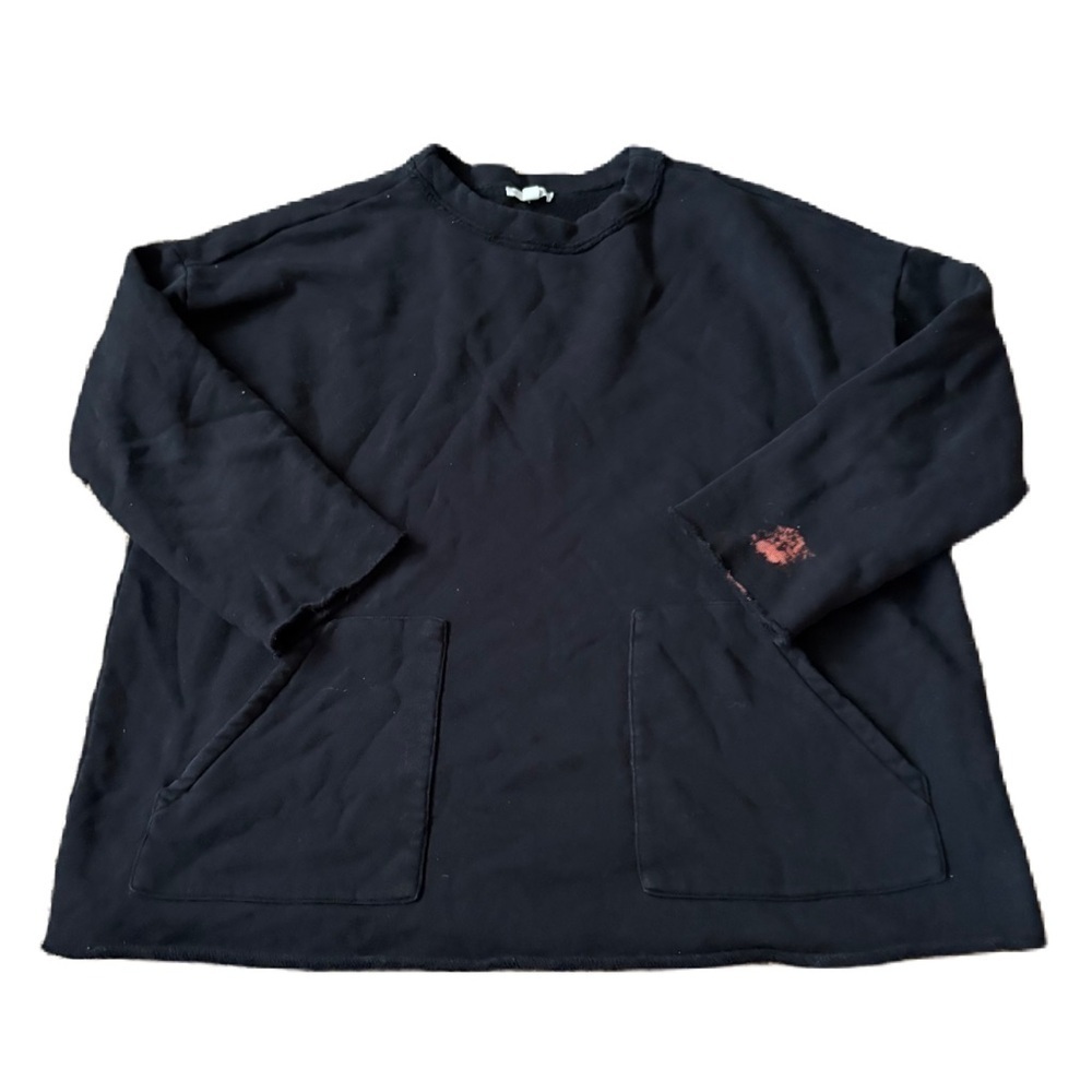 Eileen Fisher Black Long Sleeve Sweatshirt Organic Cotton XS